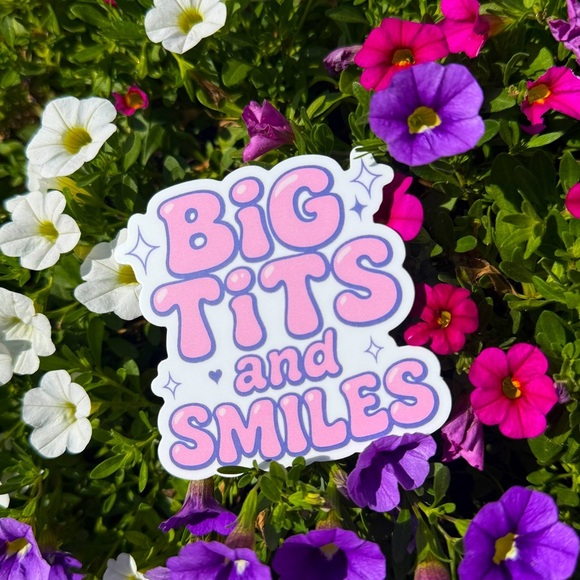 Big Chest and Smiles Vinyl Sticker – Silly Humor Decal - Picture 2 of 3